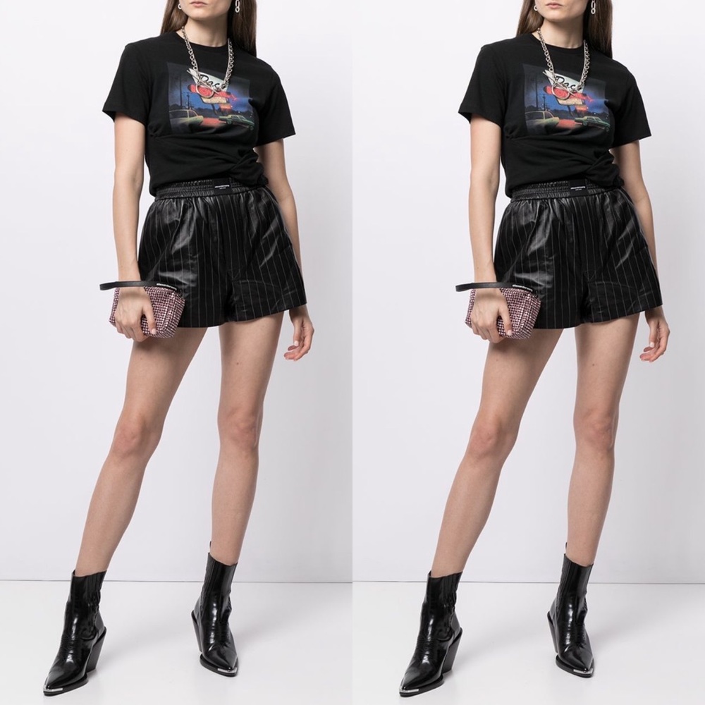 Alexander Wang Black Leather Striped Boxer Shorts